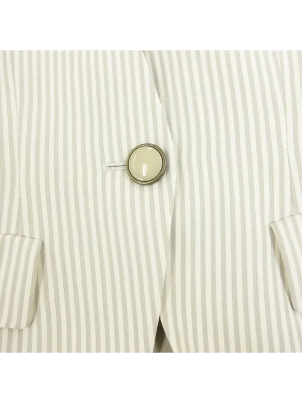 Dior Vintage Color Jacket Striped Wool Decorative Buttons 7 S Ivory Gray